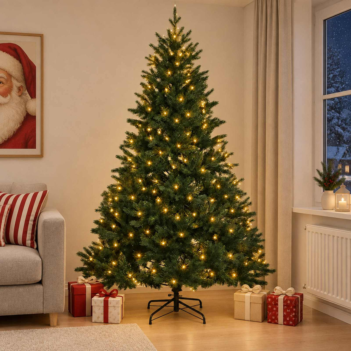 Artificial Christmas Tree Bauble LEDs Green