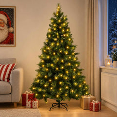 Artificial Christmas Tree with Bauble 300 LEDs Green Height 210 cm with LEDs