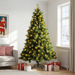 Artificial Christmas Tree with Bauble 300 LEDs Green Height 210 cm with LEDs