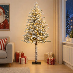 Artificial Christmas Tree with Bauble 300 LEDs Green and White 180 cm with LEDs