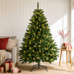 Artificial Christmas Tree with Baubles 180 cm Light Green Ø 117 x 180 cm with 300 LEDs