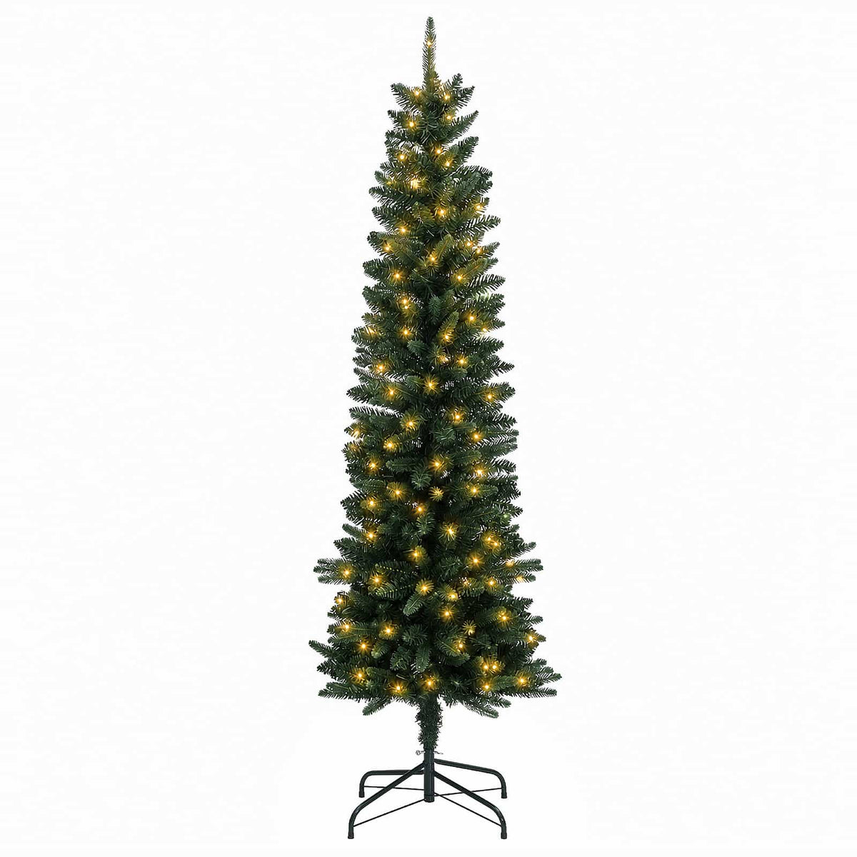 Artificial Slim Christmas Tree Bauble LEDs Green