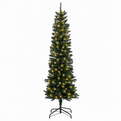 Artificial Slim Christmas Tree Bauble LEDs Green