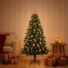 Artificial Christmas Tree with Bauble 150 LEDs 120 cm with LEDs & pink balls