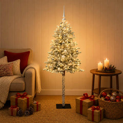 Artificial Christmas Tree with Bauble 300 LEDs Green and White 180 cm with LEDs & silver balls