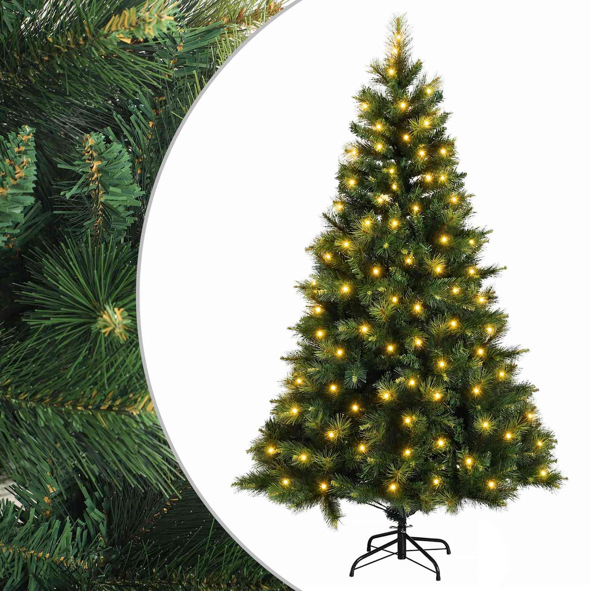 Artificial Christmas Tree with Bauble 300 LEDs Green Height 210 cm with LEDs