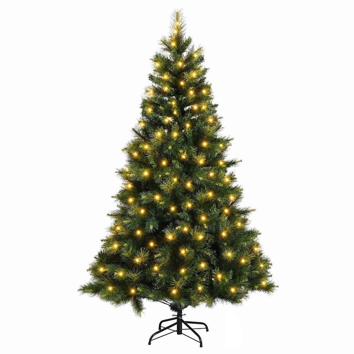 Artificial Christmas Tree with Bauble 300 LEDs Green Height 210 cm with LEDs