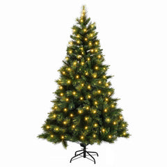 Artificial Christmas Tree with Bauble 300 LEDs Green Height 210 cm with LEDs