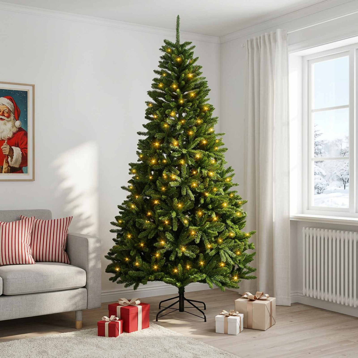 Artificial Christmas Tree Mid-green Bauble LEDs Medium Green
