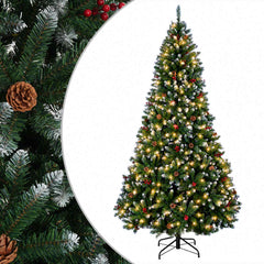 Artificial Christmas Tree Green with Bauble 210 cm 300 LEDs Green with Frosted Tips Ø 106 x 210 cm with 300 LEDs