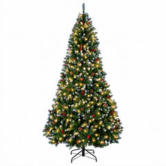 Artificial Christmas Tree Green with Bauble 210 cm 300 LEDs Green with Frosted Tips Ø 106 x 210 cm with 300 LEDs