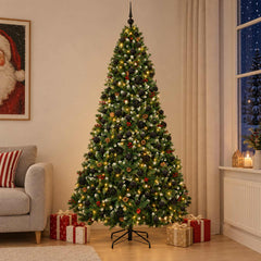 Artificial Christmas Tree Green Bauble LEDs Frosted Tips LEDs&black balls