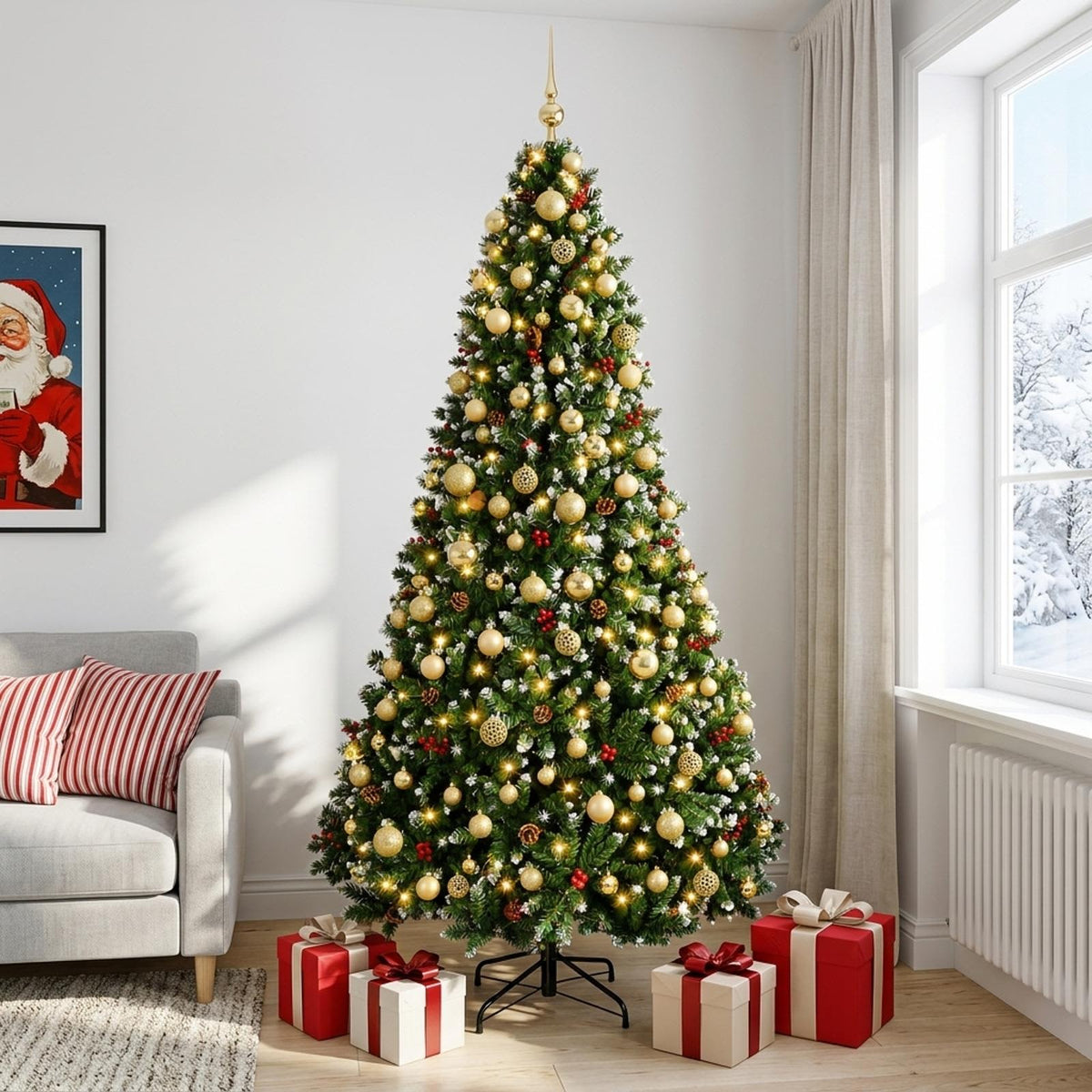Artificial Christmas Tree Green Bauble LEDs
