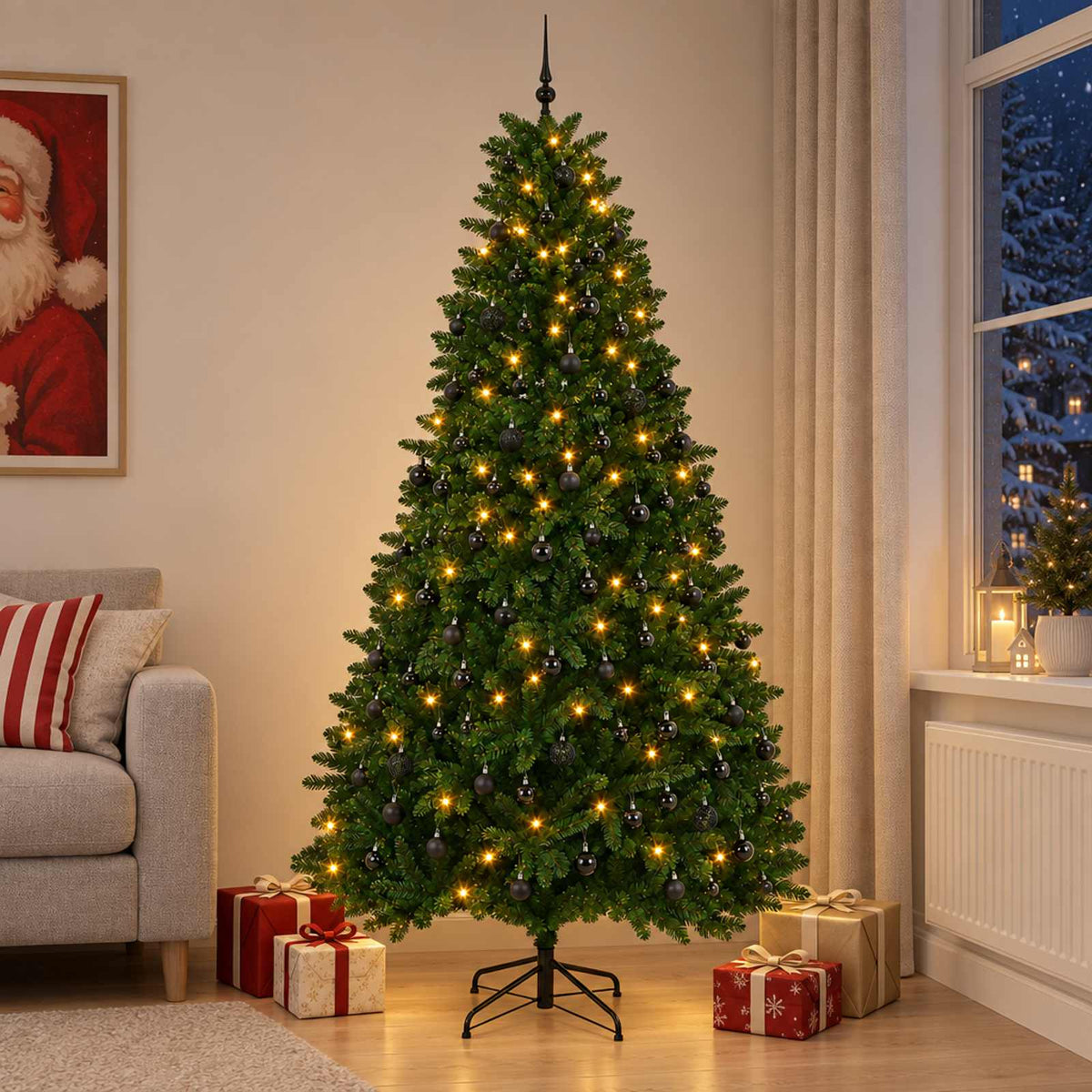 Artificial Christmas Tree LEDs Medium Green LEDs&black balls