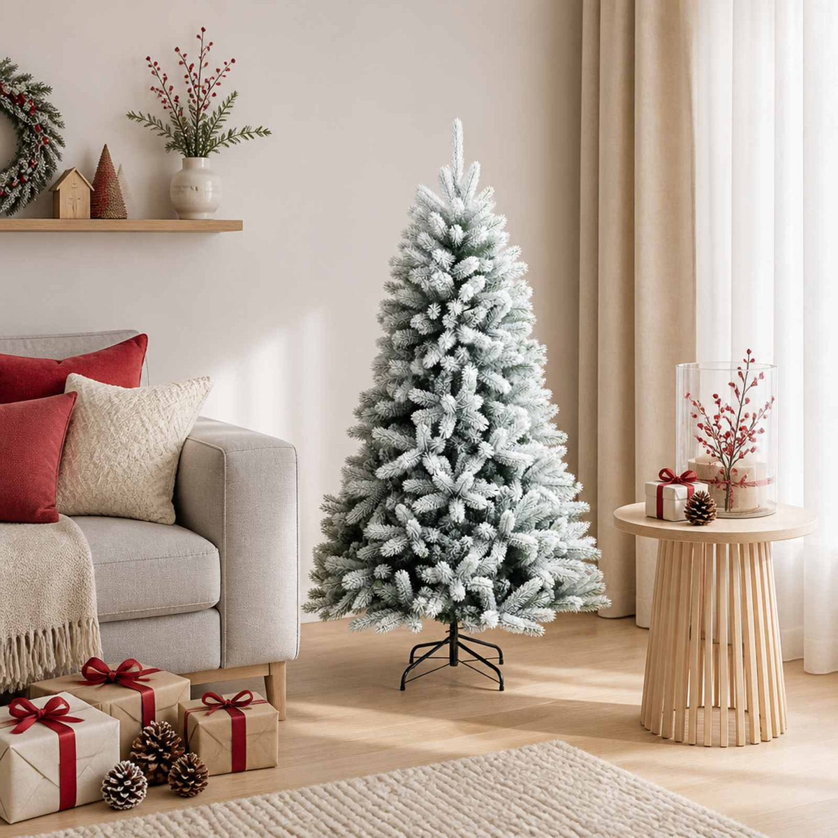 Artificial Christmas Tree with Bauble 150 LEDs Green and White 150 cm without LED