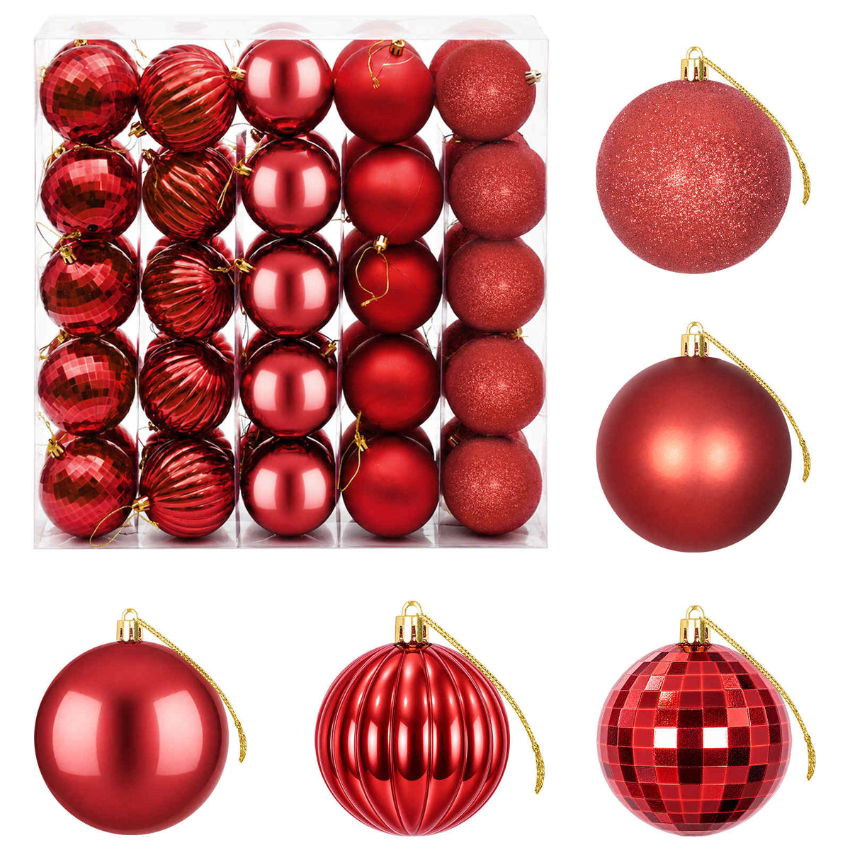 Christmas Ball Set 50 pcs Dia. 8 cm Polystyrene Black–White Red