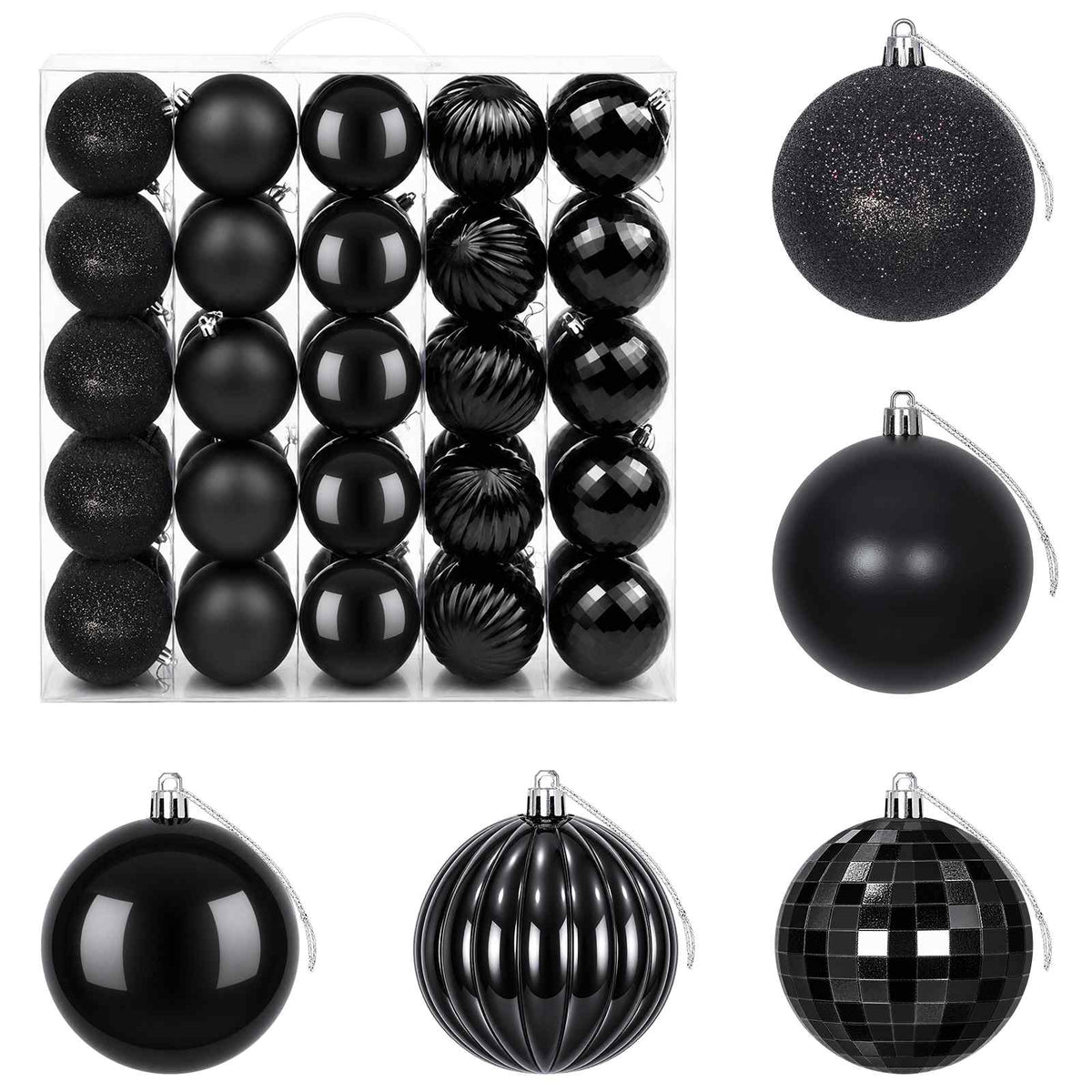vidaXL Christmas Ball Set 50 pcs Black 8 cm Polystyrene 2