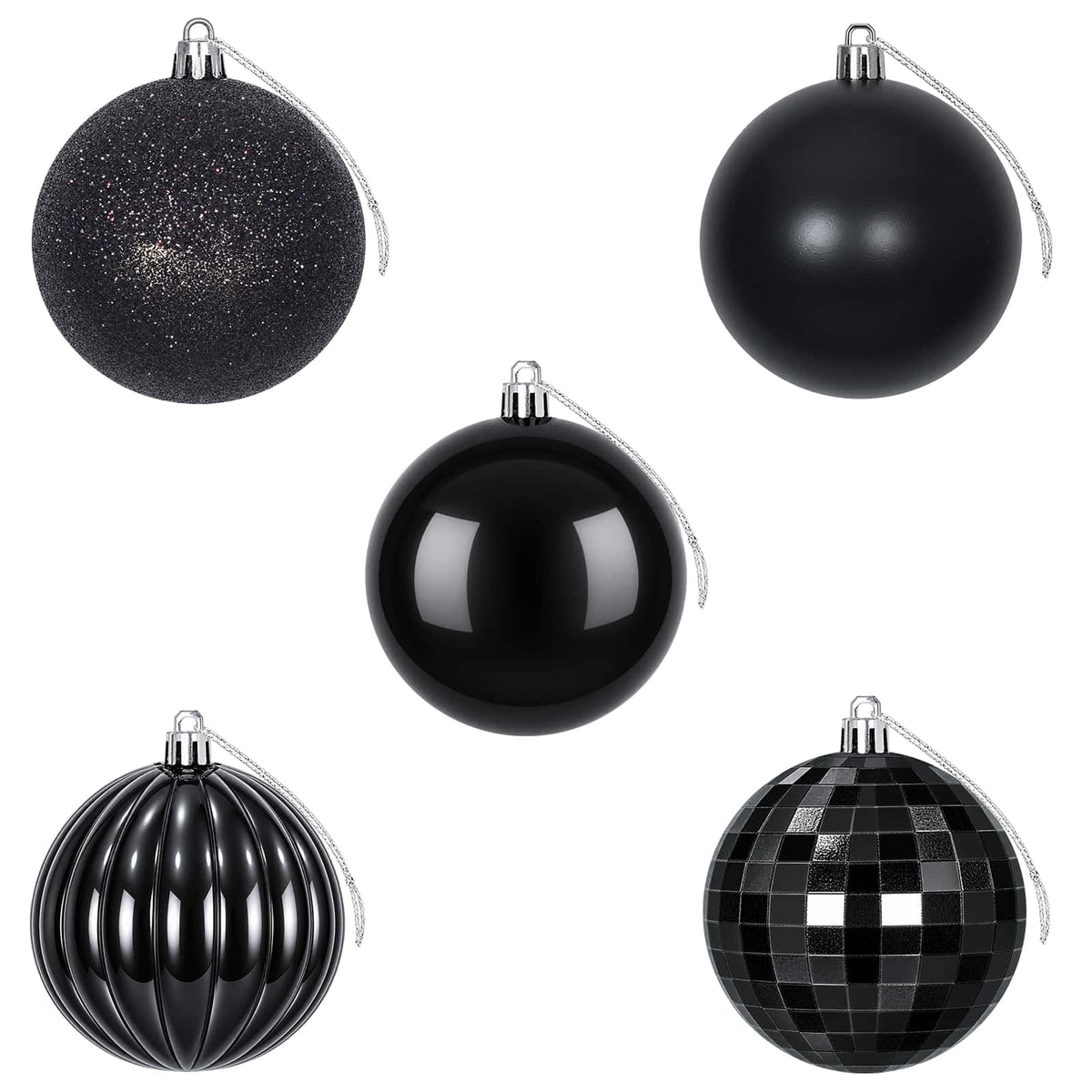 vidaXL Christmas Ball Set 50 pcs Black 8 cm Polystyrene 4