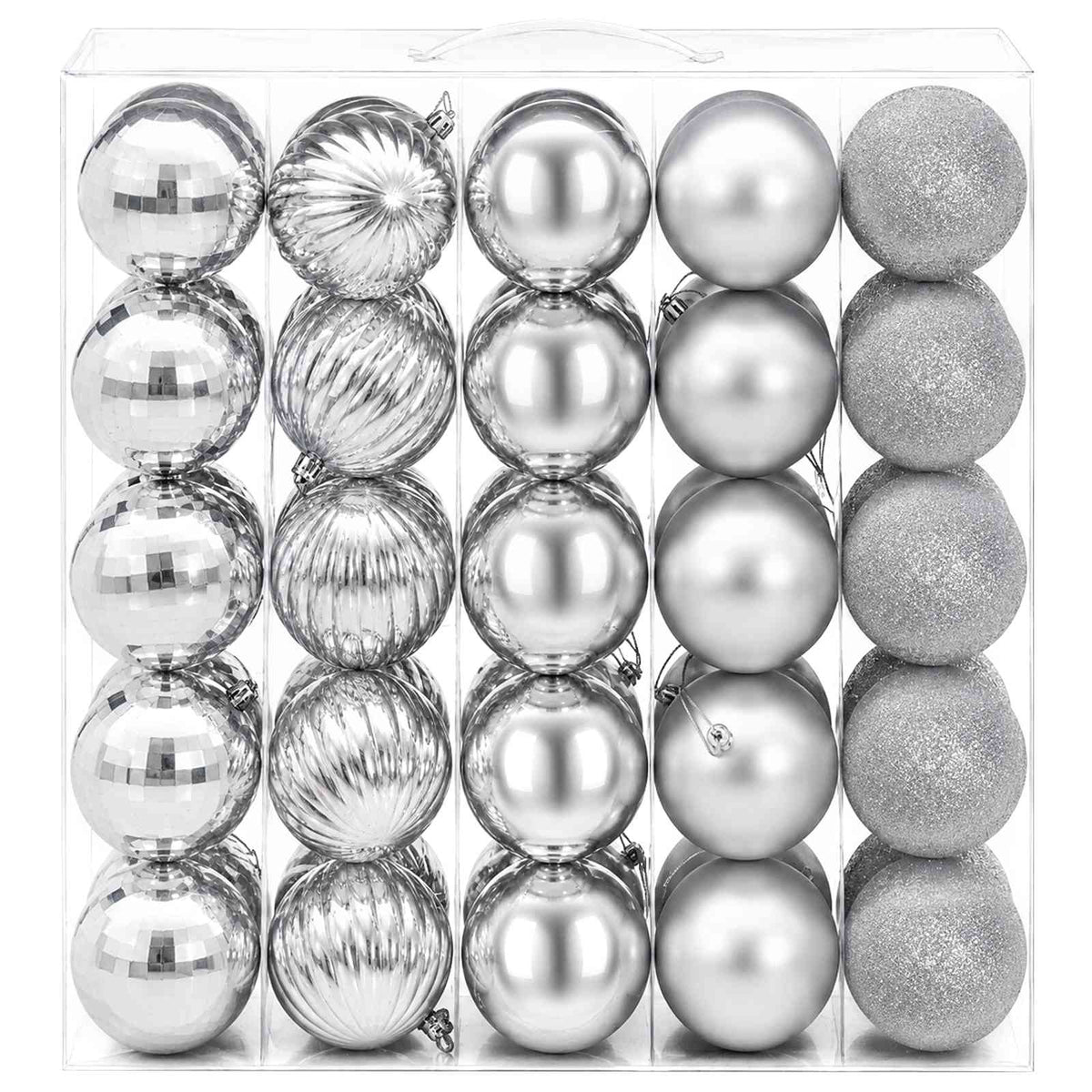 vidaXL Christmas Ball Set 50 pcs Silver 8 cm Polystyrene 3