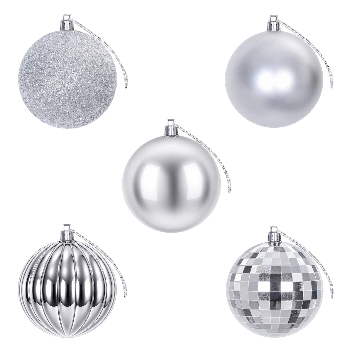 vidaXL Christmas Ball Set 50 pcs Silver 8 cm Polystyrene 4