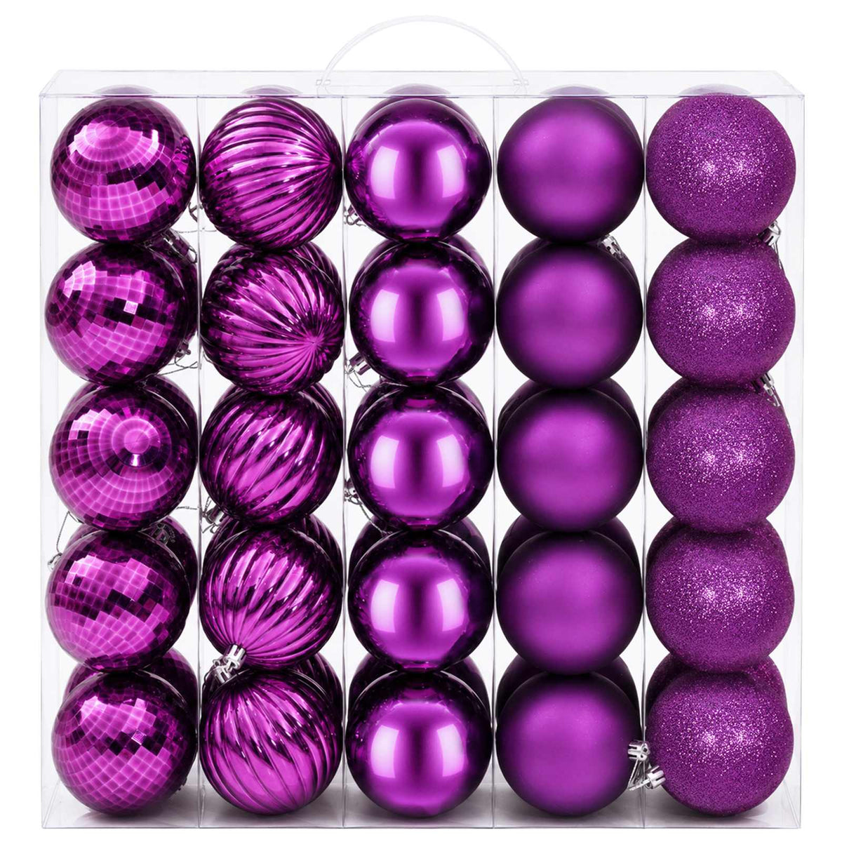 Christmas Ball Set 50 pcs Dia. 8 cm Polystyrene Black–White Lilac