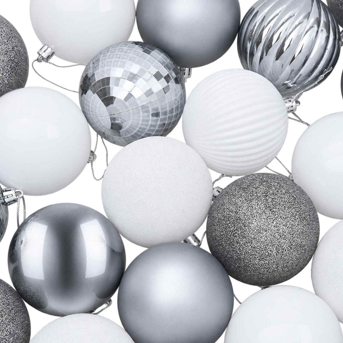 vidaXL Christmas Ball Set 50 pcs White and Grey 8 cm Polystyrene 5
