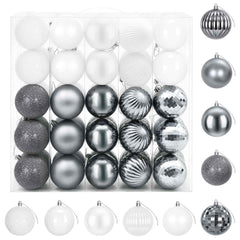 vidaXL Christmas Ball Set 50 pcs White and Grey 8 cm Polystyrene 2