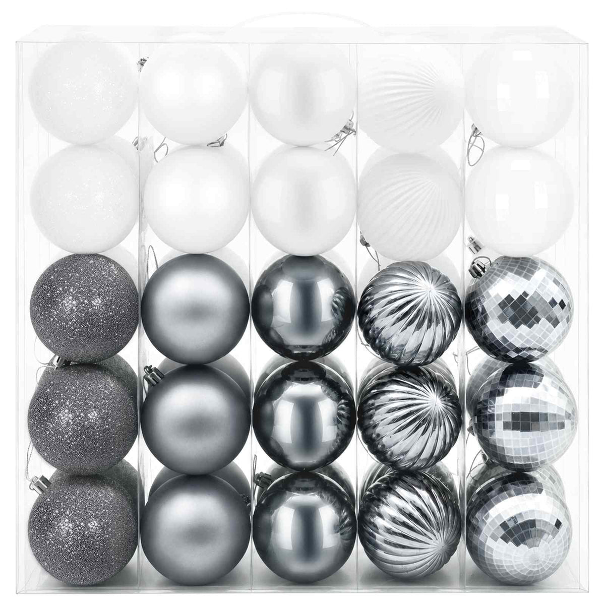 vidaXL Christmas Ball Set 50 pcs White and Grey 8 cm Polystyrene 3