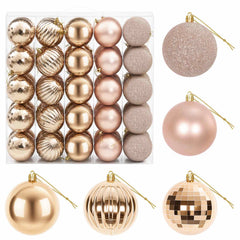 Christmas Ball Set 50 pcs Dia. 8 cm Polystyrene Black–White Rose gold
