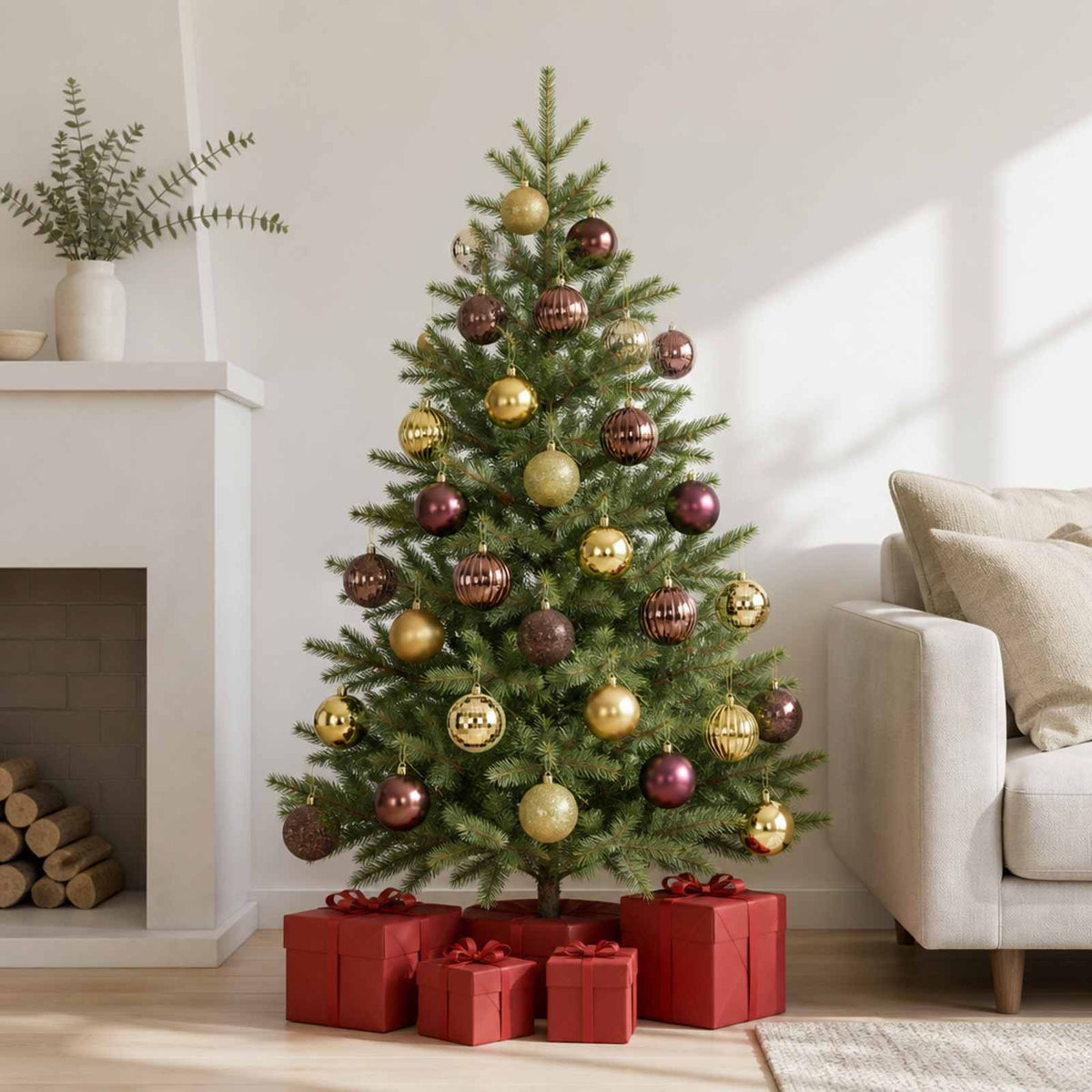 vidaXL Christmas Ball Set 50 pcs Brown and Gold 8 cm Polystyrene 1