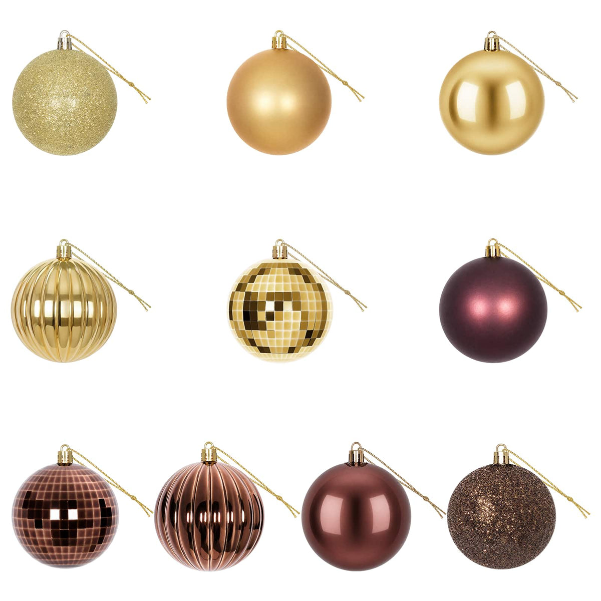 vidaXL Christmas Ball Set 50 pcs Brown and Gold 8 cm Polystyrene 4