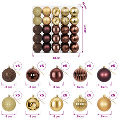 vidaXL Christmas Ball Set 50 pcs Brown and Gold 8 cm Polystyrene 6