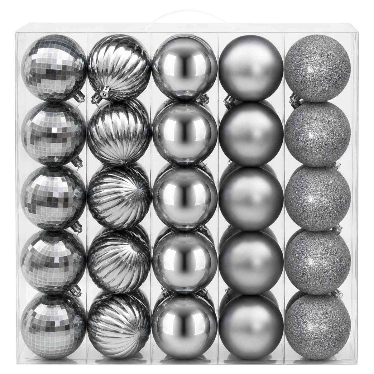 Christmas Ball Set 50 pcs Dia. 8 cm Polystyrene Black–White Grey