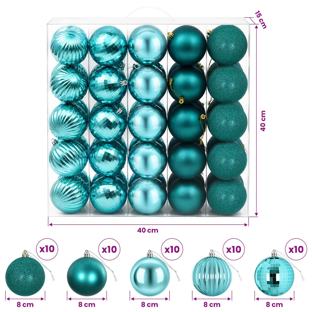 vidaXL Christmas Ball Set 50 pcs Green 8 cm Polystyrene 6