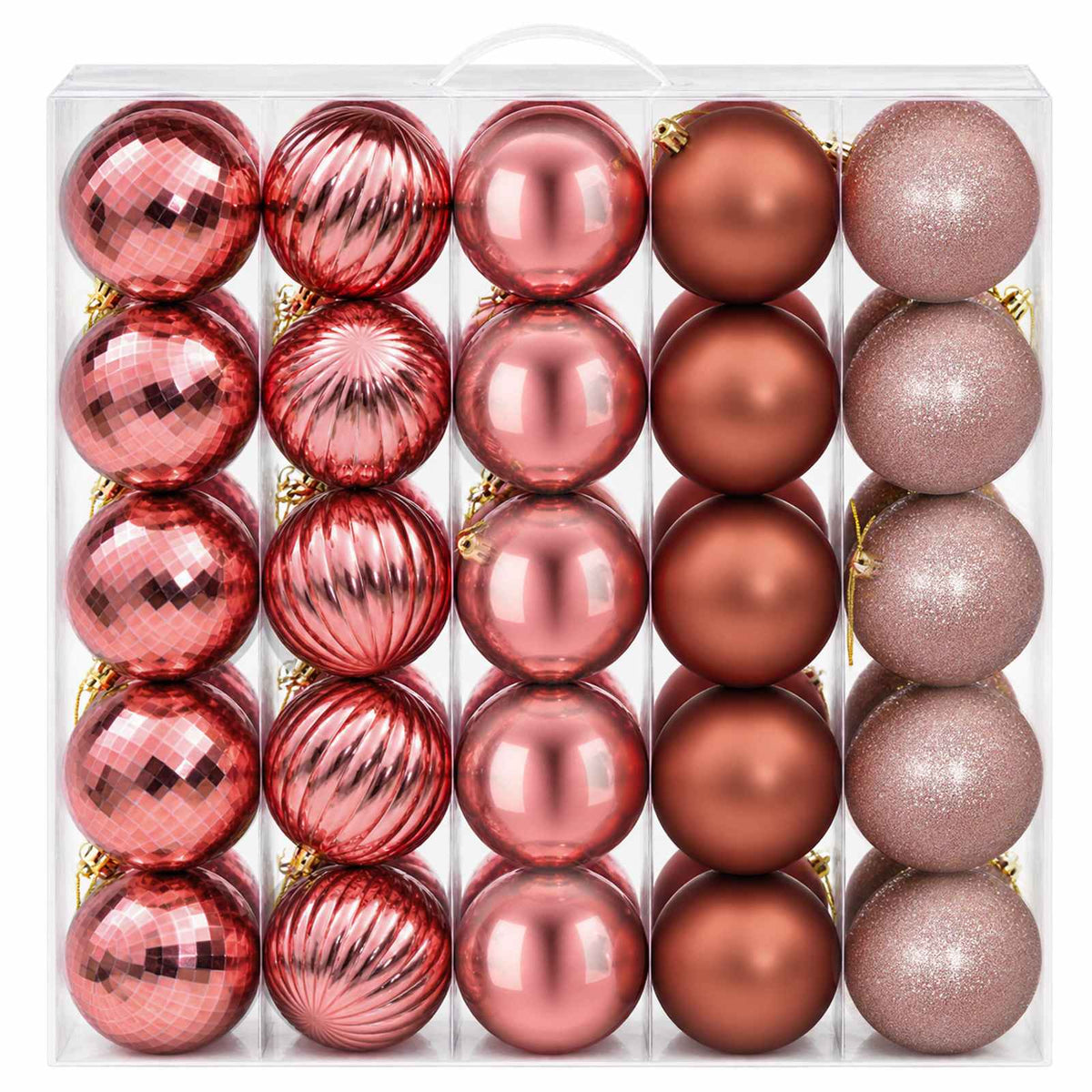 Christmas Ball Set 50 pcs Dia. 8 cm Polystyrene Black–White Pink and rose