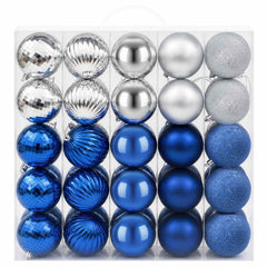 Christmas Ball Set 50 pcs Dia. 8 cm Polystyrene Black–White Blue and silver