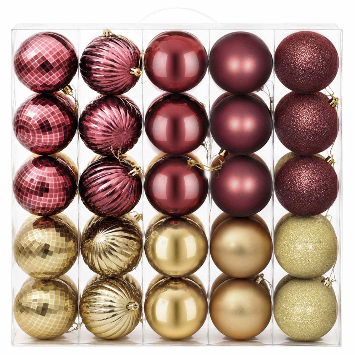 vidaXL Christmas Ball Set 50 pcs Gold and Wine Red 8 cm Polystyrene 3