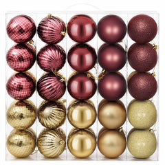 Christmas Ball Set 50 pcs Dia. 8 cm Polystyrene Black–White Gold and wine red