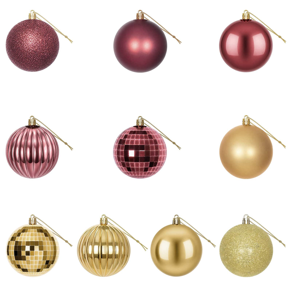 vidaXL Christmas Ball Set 50 pcs Gold and Wine Red 8 cm Polystyrene 4