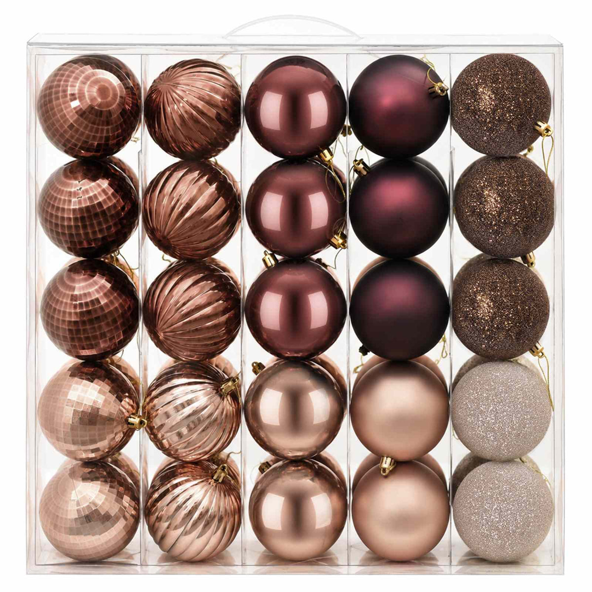 Christmas Ball Set 50 pcs Dia. 8 cm Polystyrene Black–White Champagne and brown
