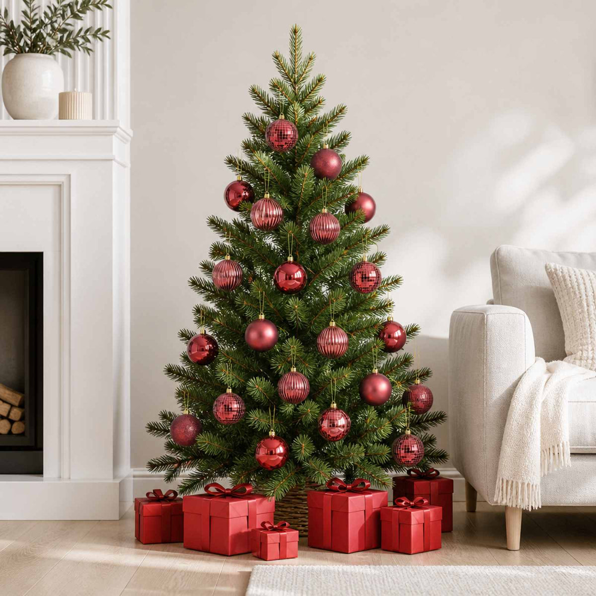 vidaXL Christmas Ball Set 50 pcs Wine Red 8 cm Polystyrene 1