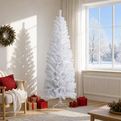 Artificial Slim Christmas Tree PVC and Steel White