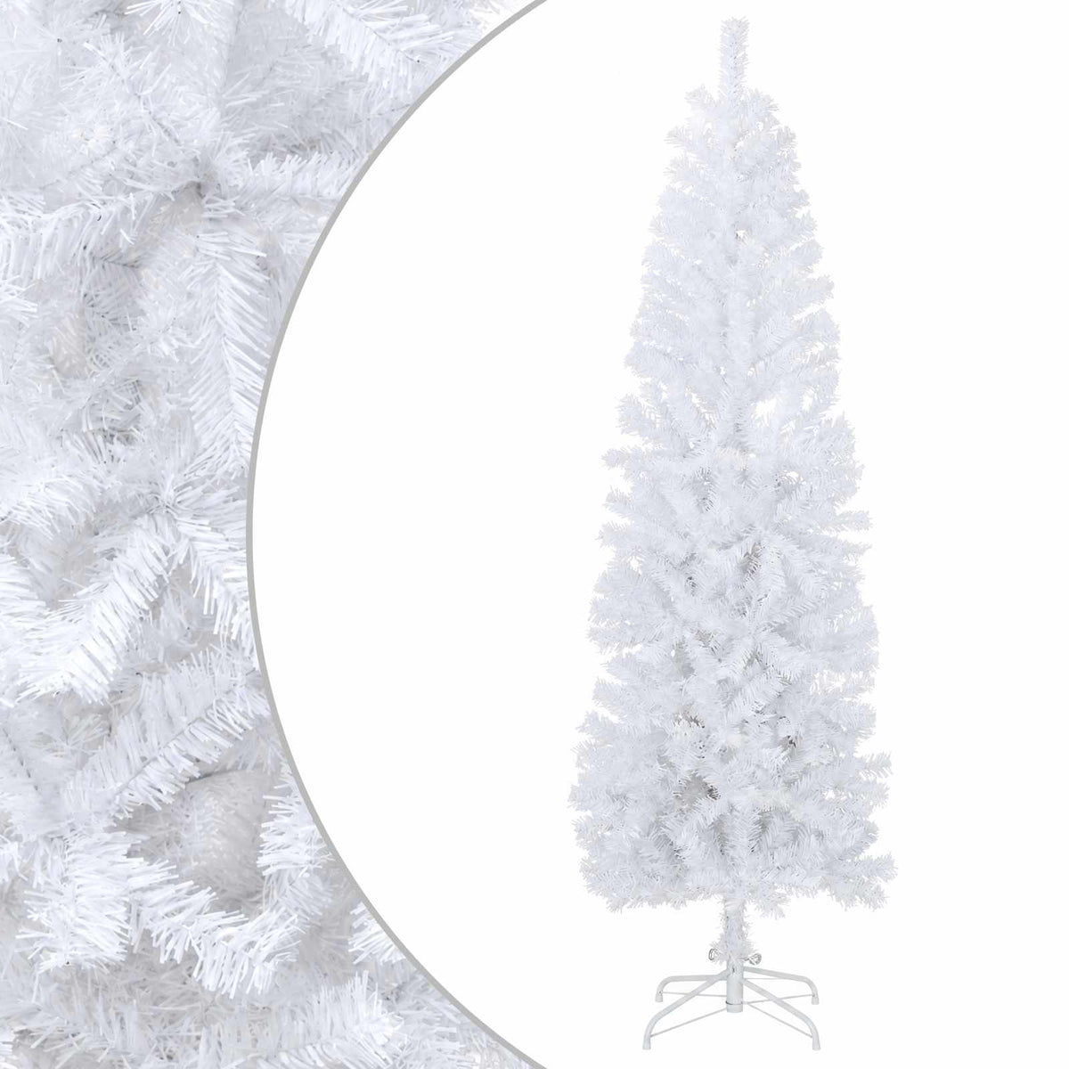 Artificial Slim Christmas Tree PVC and Steel White