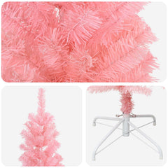 vidaXL Artificial Slim Christmas Tree 180 cm PVC and Steel Pink 4
