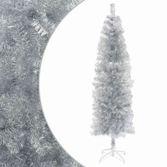 Artificial Slim Christmas Tree PVC and Steel Silver