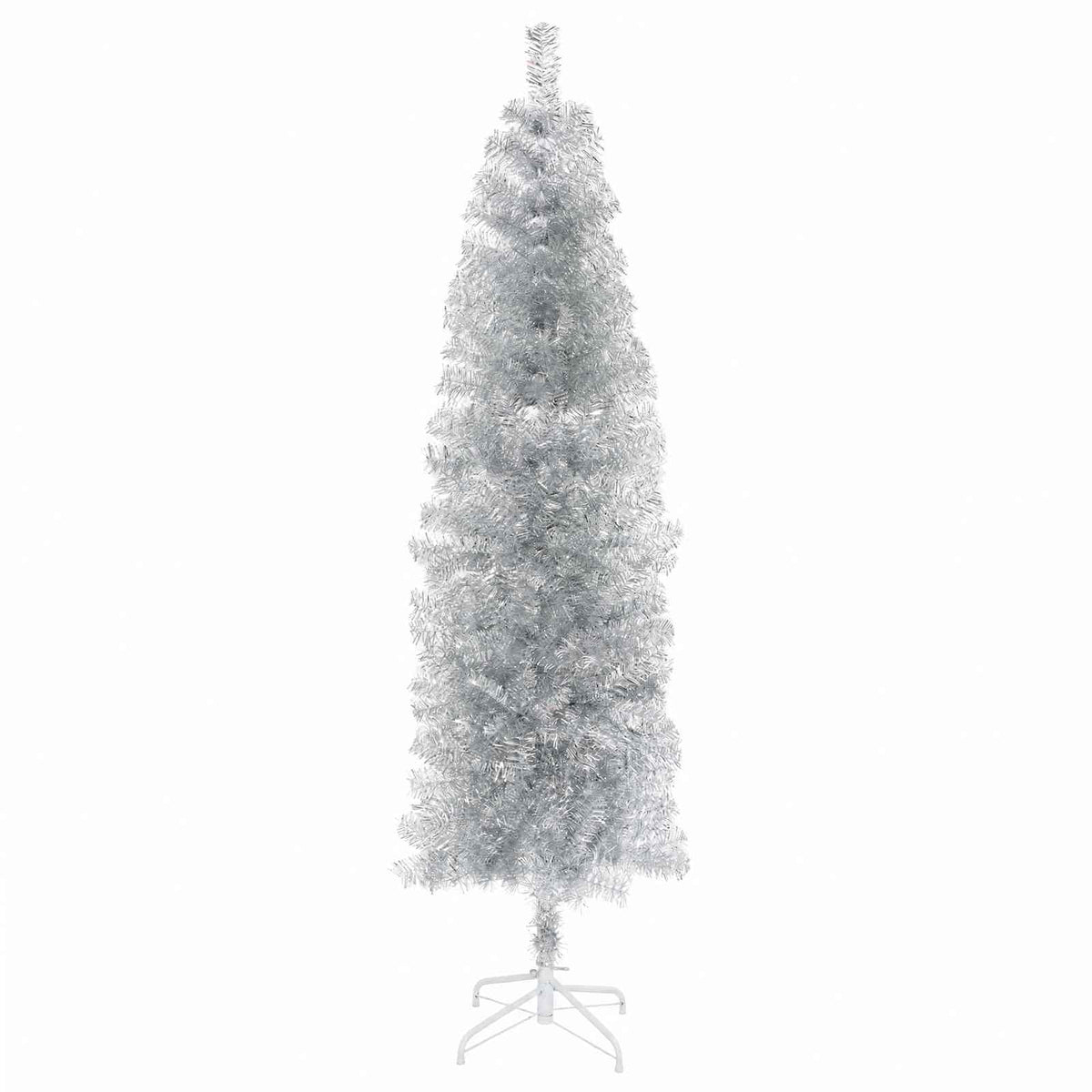 vidaXL Artificial Slim Christmas Tree 180 cm PVC and Steel Silver 3