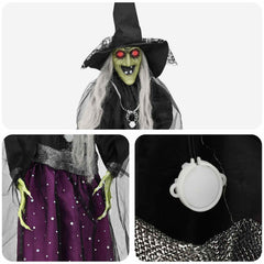 vidaXL Halloween Hanging Witch SPOOKA Purple 30 x 133 cm 6
