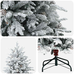 vidaXL Artificial Hinged Christmas Tree 240 cm steel Green and White 4