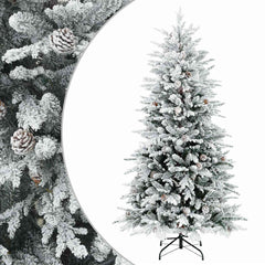 vidaXL Artificial Hinged Christmas Tree 240 cm steel Green and White 2
