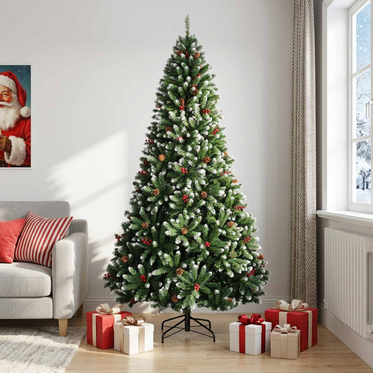 Artificial Christmas Tree Green Bauble LEDs Frosted Tips without LED